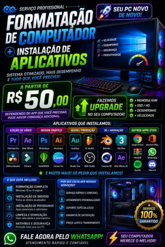 ? FORMATAÇÃO DE COMPUTADOR + INSTALAÇÃO DE PROGRAMAS | A PARTIR DE R$50