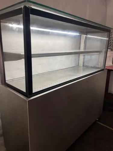 Estufa profissional quente toda em aço inox com gabinete em baixo 2 andares iluminado