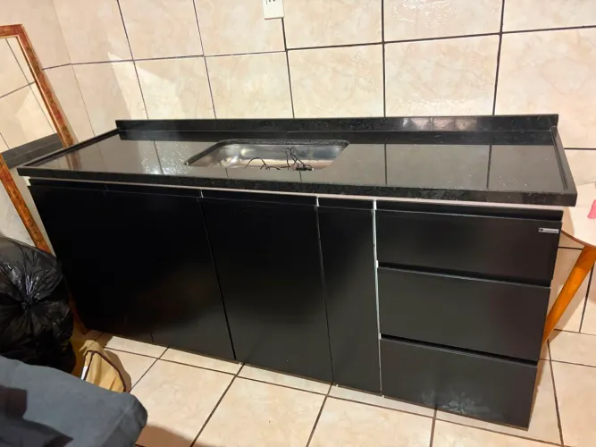 Gabinete de Cozinha 175cm Gaia Cozimax + pedra