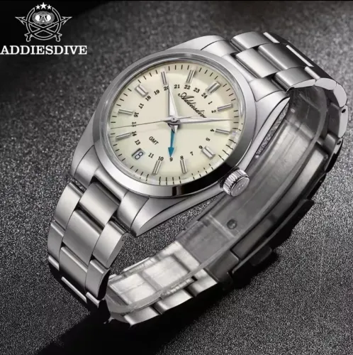 Relógio Masculino Addiesdive Ad2065 515 Gmt Bgw9 Fundo Bege