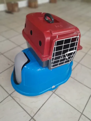 Transporte e caixa areia de gato