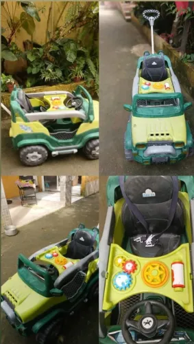 Super Jipe Infantil Bandeirante - 2 em 1 (Passeio e Pedal) - Com Haste e Proteção