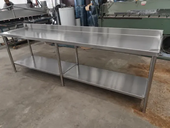 Bancada Inox 2,20m Estrutura Reforçada Cozinha Profissional