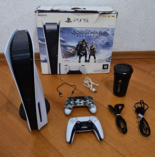 Console Playstation 5 825GB Fat Com Leitor + 2 Controles (PS5 + PS4) + Copo + Jogos
