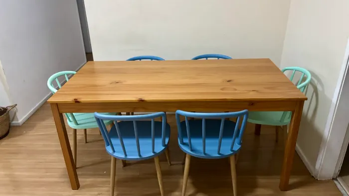 Mesa completa 6 lugares madeira cadeiras tok stok
