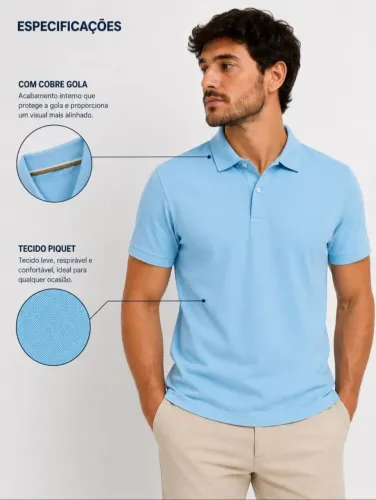 Polo Piquet Masculina 