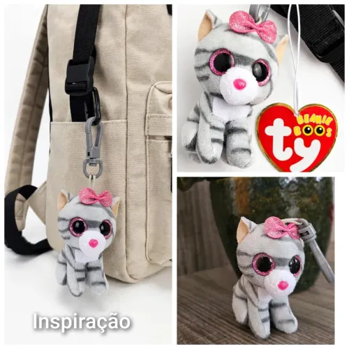 Lindo chaveiro!! TY Beanie Boos Gato listrado original com etiqueta.