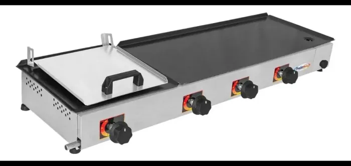 Chapa inox profissional, 1m x 30cm, NOVA,,na caixa, com prensa e abafador. Entrega GRÁTIS*