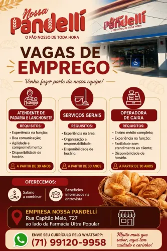 Vagas de emprego, contratação imediata