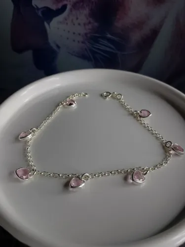 Pulseira Elo Português Corações Zircônia