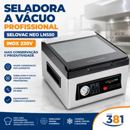 Seladora a Vácuo Selovac Neo LNS50 Inox 220V ? Equipamento Profissional