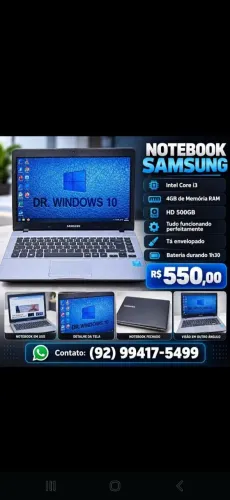 Notebook samsung para estudos intel core i3 4GB de memória ram 500GB de hd Windows 10!