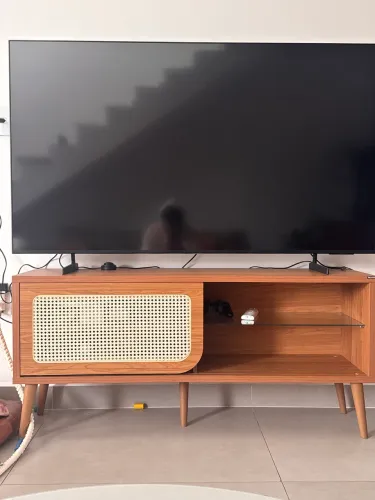 Rack Tela 135cm para TV até 55" com 1 Porta de Correr Dalla Costa - Freijó