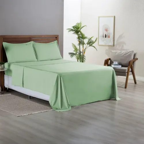 Jogo de Cama Queen 200 Fios 4 Peças Verde Americano