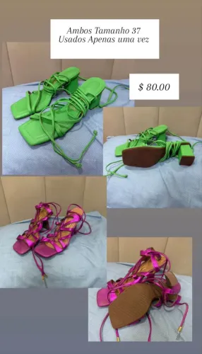 Sapatos salto alto, amarração nas pernas