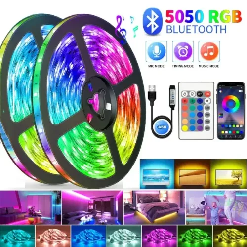 Fita Led RGB 5050 Controle e Aplicativo 5V