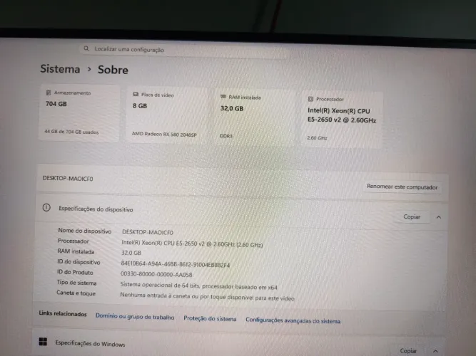 PC Gamer RX 580 8GB | 32GB RAM | 256gb SSD + 500gb HD | Xeon 8C/16T | Ac. Trocas(leia)