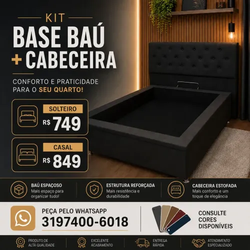 Base baú solteiro, casal