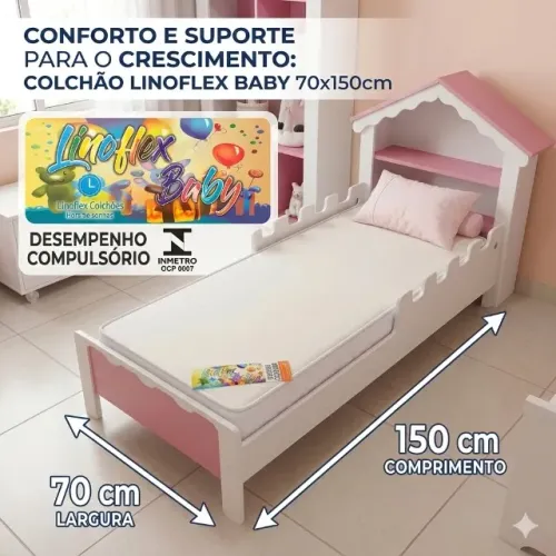 Colchão Infantil para Mini Cama Baby Linoflex Colchões 70 x 150 cm (novo)