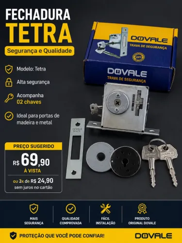 Fechadura de portas tetra chave. 02 chaves