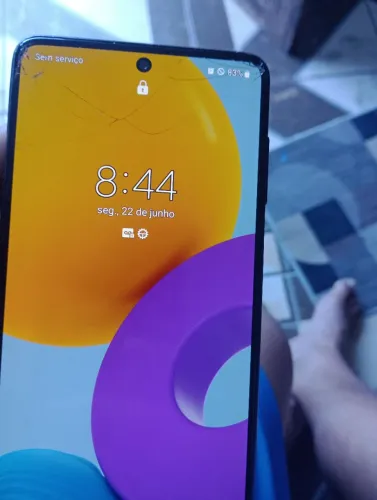 M52 Samsung bloqueado na conta inicial e Google possuí um trincos NFC leitor de QR 160 rea