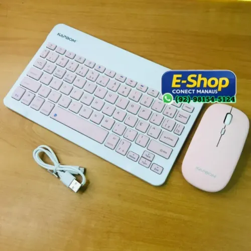 Teclado e Mouse Sem Fio Bluetooth Recarregavel 