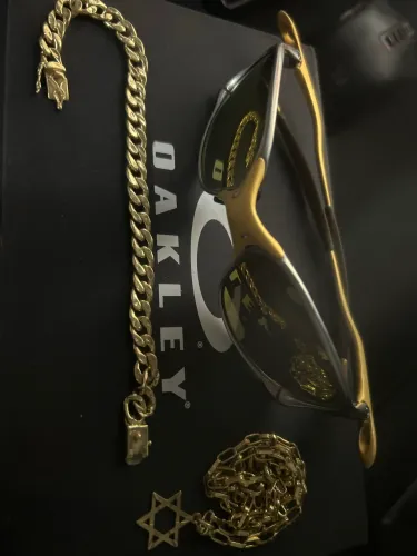 Kit GOLD 24k !!! Corrente de ouro 24k, pulseira 24k e Oakley xx 24k .