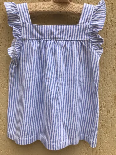 Batinha Infantil Branca Com Listinha Azul Da Marca Carter's