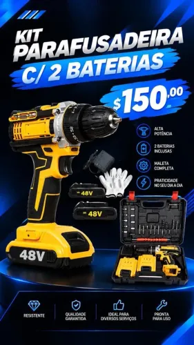 Kit parafusadeira 21v com maleta completa