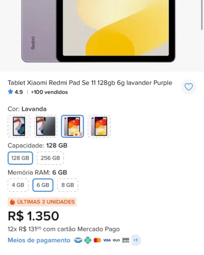 Tablet Xiaomi Redmi Pad SE 11? - 128 GB | 6 GB RAM | Lavender Purple