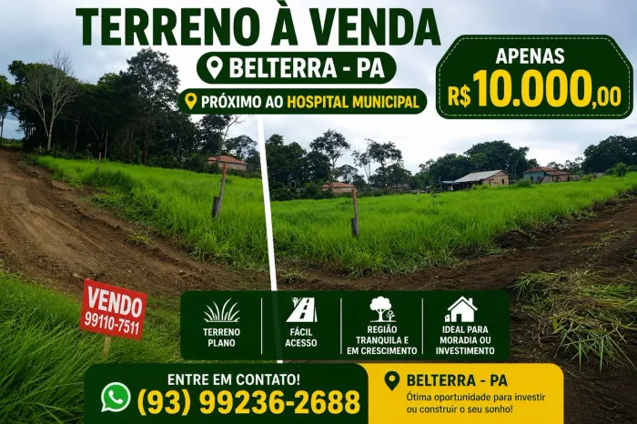 Terreno à venda próximo ao hospital de belterra