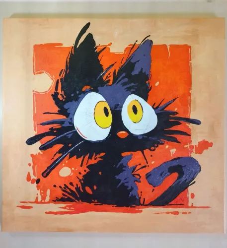 Quadro Decorativo Gato Pop Art - Pintura Original Em Tela 40x40