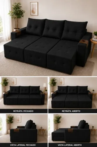 sofa retratil suede novo 4 lugares imperdivel