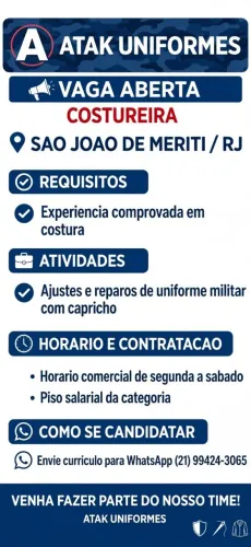 VAGA PARA COSTUREIRA