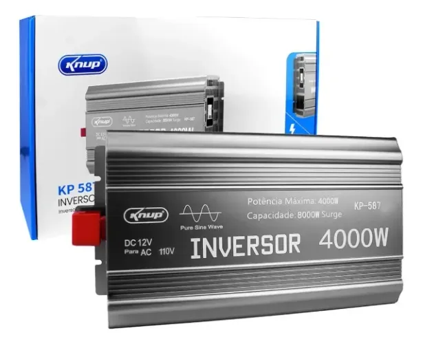 Inversor Conversor Knup KP-587 4000w 12v Para 110v Onda Senoidal Pura interior, motorhome