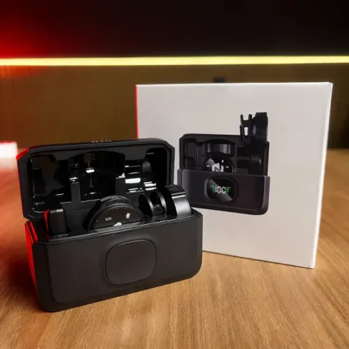 Microfone Lapela Sem Fio ZCCO J6 Para iPhone e Android Duplo Profissional
