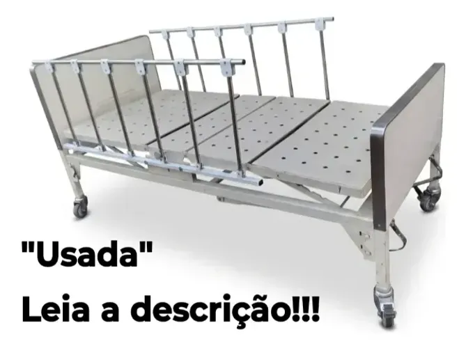 Cama Hospitalar Com Grades E Rodas Imec 2 Manivelas - Usada (Usado)