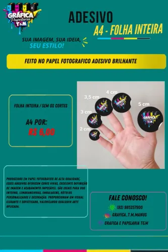 Cartela de Adesivo folha A4 sem corte