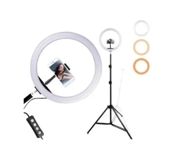 Ring Light 10 Polegadas Iluminador Tripé 1 Metro Suporte de Celular 25w Gravar Vídeos