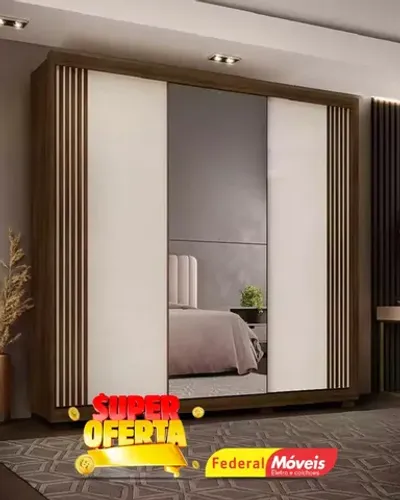 Guarda Roupa Casal 3 portas Deslizantes Espelho Super Lindo Novo