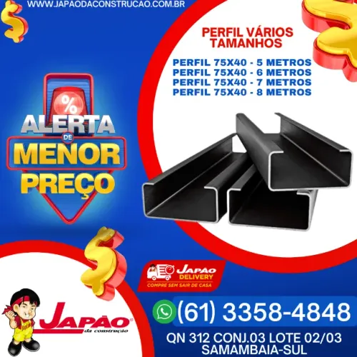 Perfil 75x40 Vários Tamanhos em Oferta, Faça Seu Orçamento na Japão da Construção