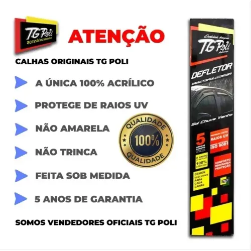 Calha/ Defletor de Chuva TG Poli Original Todos os Modelos/ Consulte