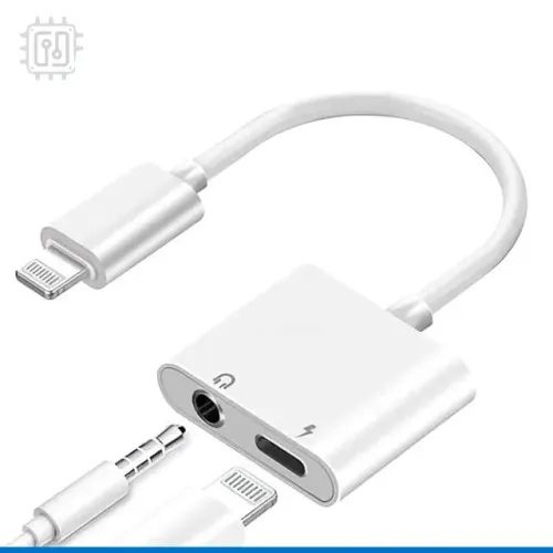 Adaptador de Fone de ouvido P2 para iPhone Dual Lightning Carrega Com Fone 2em1