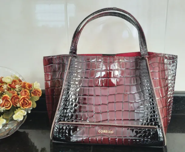 Bolsa Corello Vinho Croco