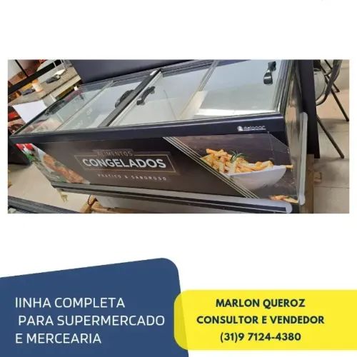 Ilha de Congelados Preta Gelopar Nova Iluminação Led