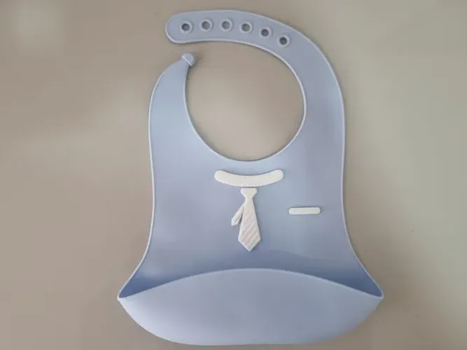Babador de Silicone Bebê Impermeável com Pega Migalhas - Azul ou Rosa
