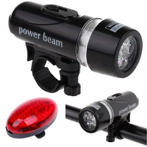 Kit de Iluminação para Bicicleta - 1 Lanterna + 1 Luz Traseira