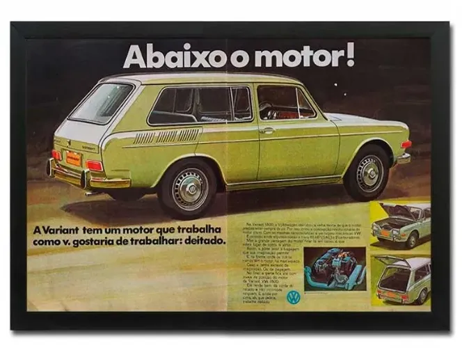 Quadro decorativo VW Variant 1970 com propaganda original