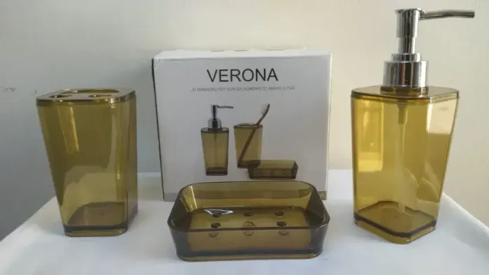 Jogo Kit De Banheiro Verona Âmbar Homewood  Com 3 Peças