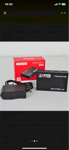 DUPLICADOR DIVISOR SPLITTER HDMI 1x4 FULL HD 3D 1080p 04 PORTAS 4K MTV-114 